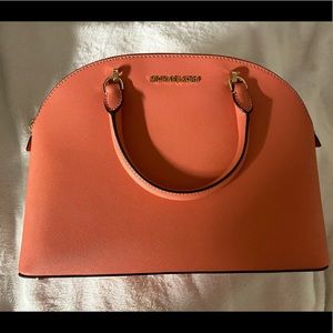Michael Kors Emmy Large Saffiano Leather Dome Satchel Pink Grapefruit NWT